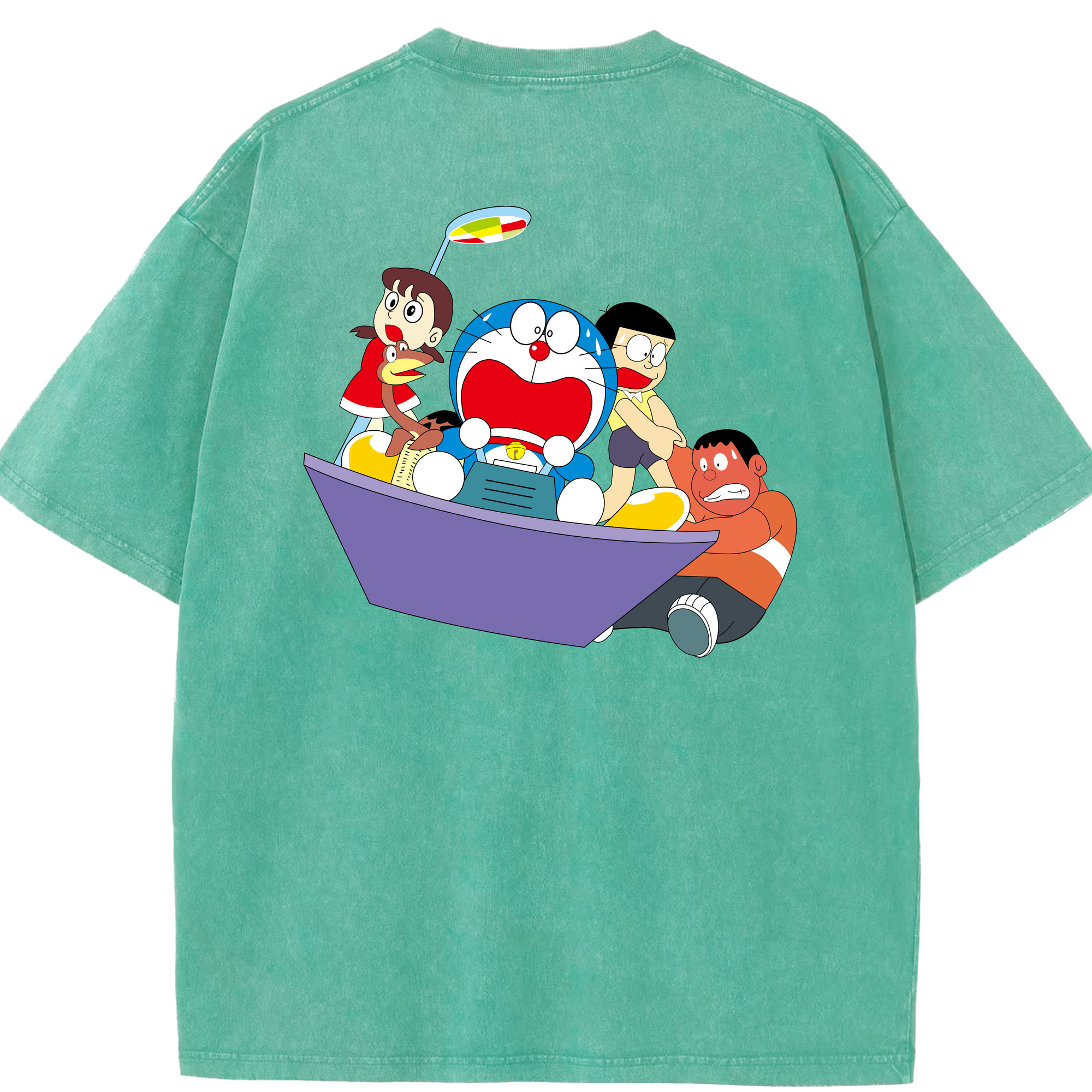 （画像用） ドラえもん Doraemon 綿100% ヴィンテージ風 半袖Tシャツ（背面プリント）